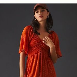 By Anthropologie ruched tiered dress